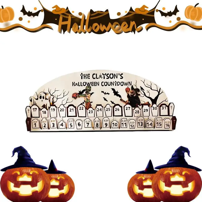 

31 Days Festive Wooden Halloween Advent Calendar Countdown Advent Calendar 2023 Festival Theme Ornament Table Home Decoration