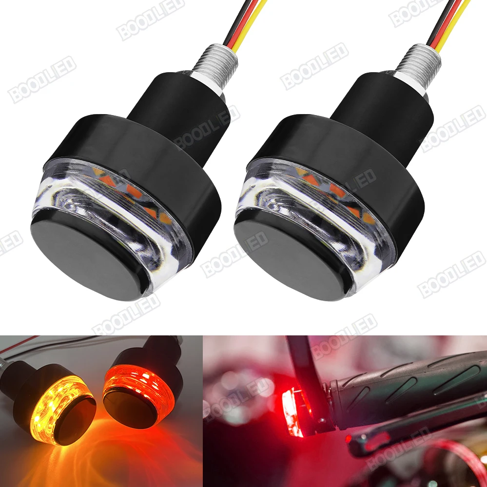 오토바이 방향 지시등, 노란색, 빨간색, 파란색, LED 핸들 바 끝 점멸기, 22mm 이중 색상 LED 사이드 마커 램프, 2 개