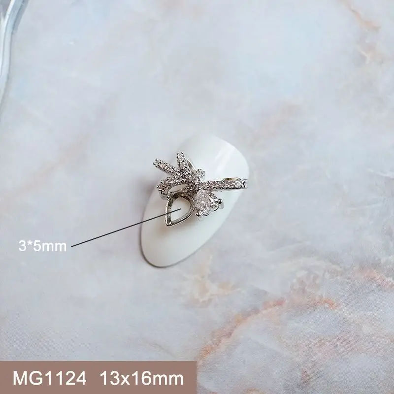 10 teile/los Silber Bogen Mond Stern Quaste Zirkon Kristalle Metall Nägel Schmuck Dekorationen Nail Art Zubehör Charms Teile Lieferungen – Detail 21