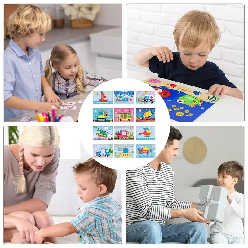 Foam Stickers 12 Sheets 3D Eva Foam Sticker Puzzle Game DIY Animal Handmade Painting 3D Stickers DIY Children Animal Handmade