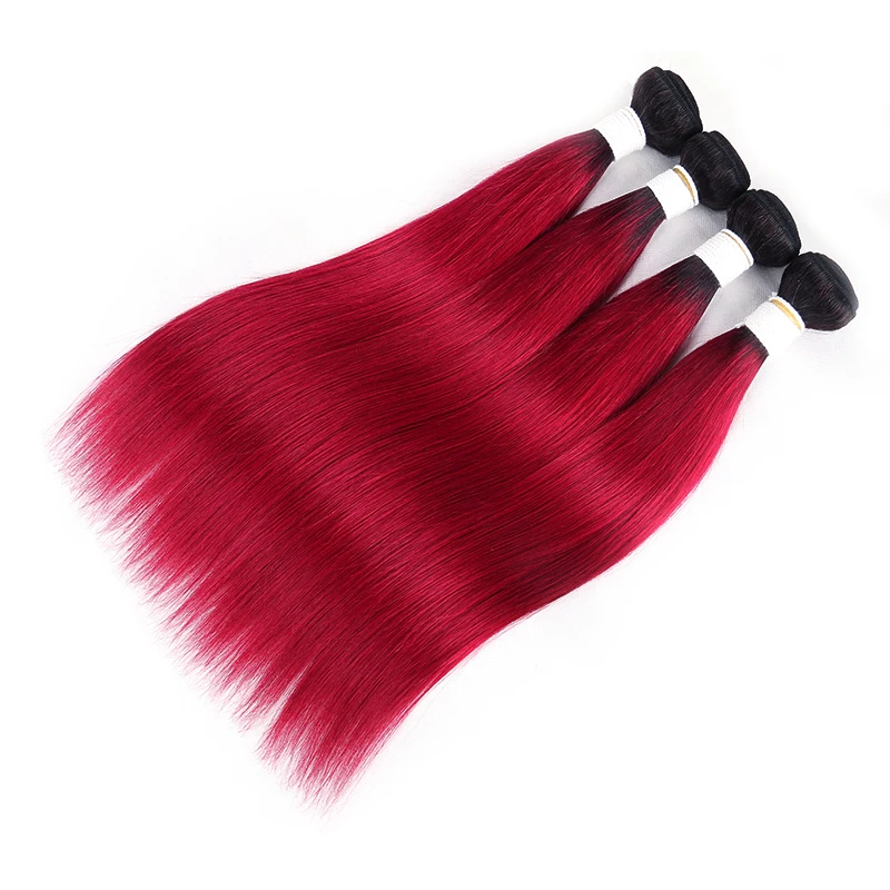 Brazilian Straight Human Hair Bundles 1B 99J/Burgundy Red Ombre Human Hair Weave Bundles Remy Extension 1/3/4 PCS human hair extensions human hair bundles human hair bulk