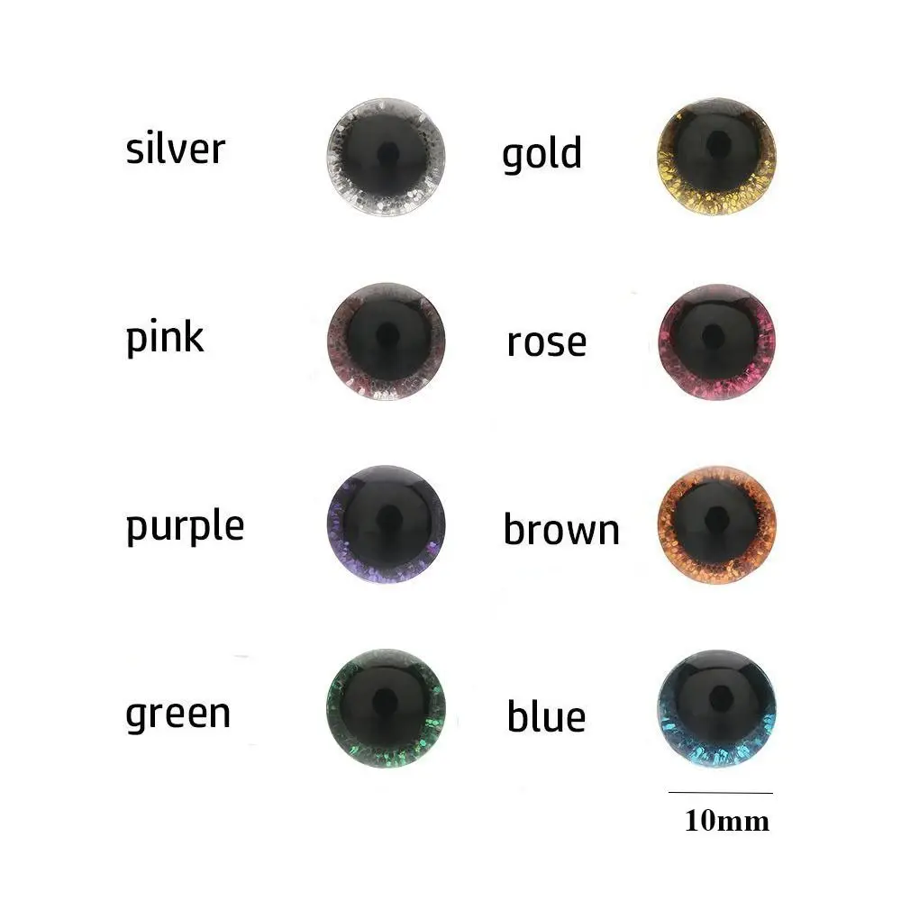 10Pairs 10mm Puppet Crystal Eyes Glitter Crystal Eyes Stuffed Toys Parts Eyes Crafts with Washer DIY Doll Accessories