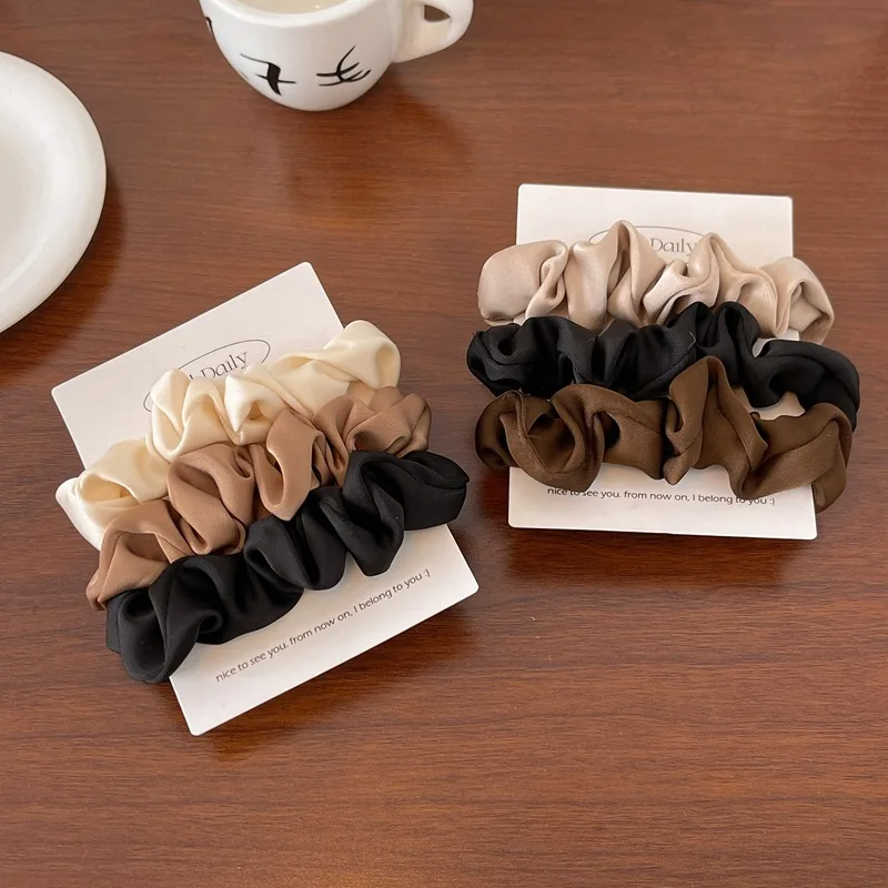 New Elegant Silky Satin Small Intestine Hair Ring Simple French Hairtie Hair Rope Rubber Band Small Intestine Ring