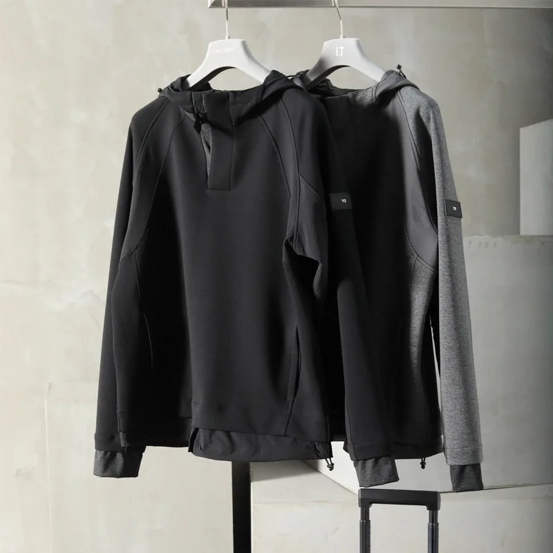 

Yohji Yamamoto Y3 Sweatshirt Spliced Fake Two Hoodie Men's Autumn/winter Double Layer Thick Warm Y3 Jacket Jacket