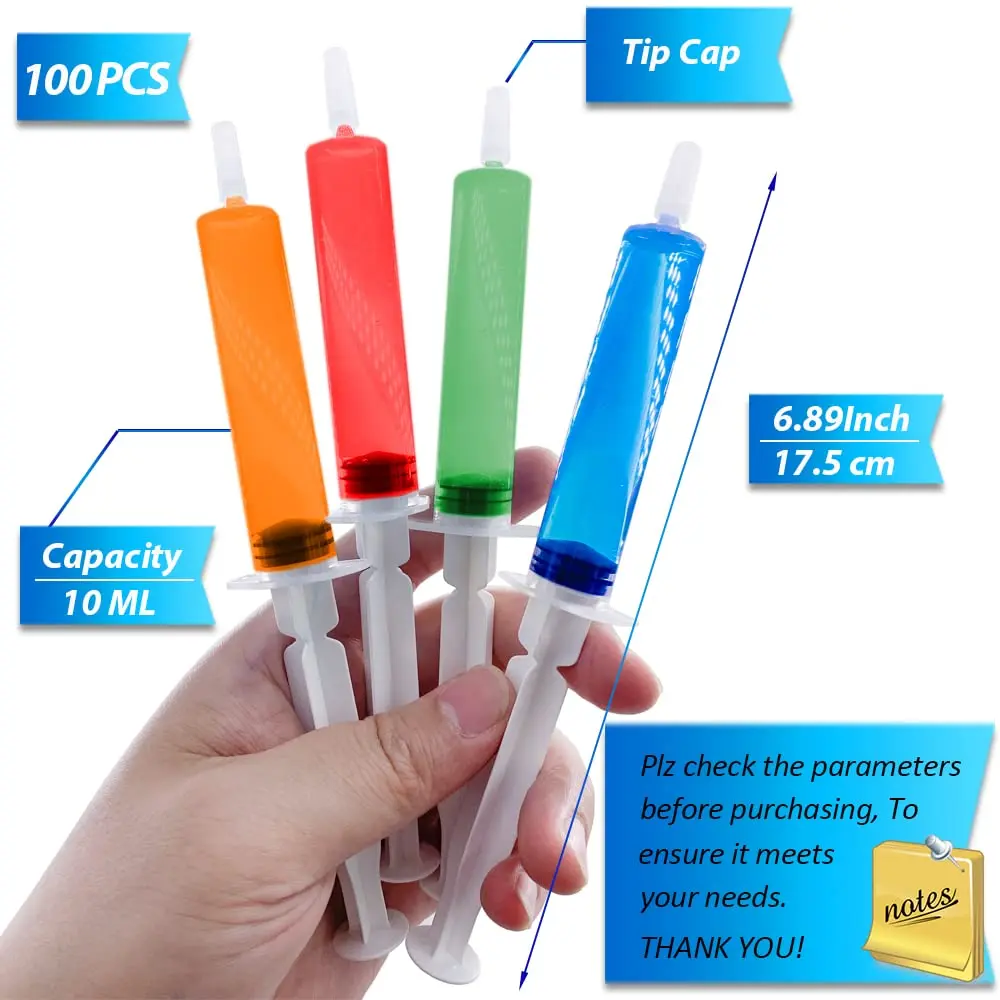 10 ml Reusable Plastic Syringes Durable Shot Containers for Nurses Graduation Bachelorette Summer Parties plastic syringes