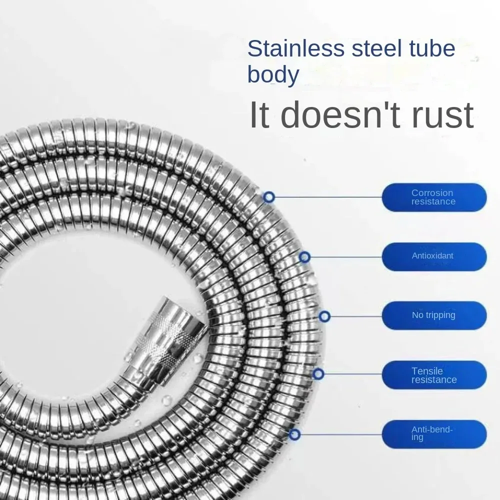Shower Hose 1.5M-3M 304 Stainless Steel Faucet Hose Flexible Bathroom 3 Meter