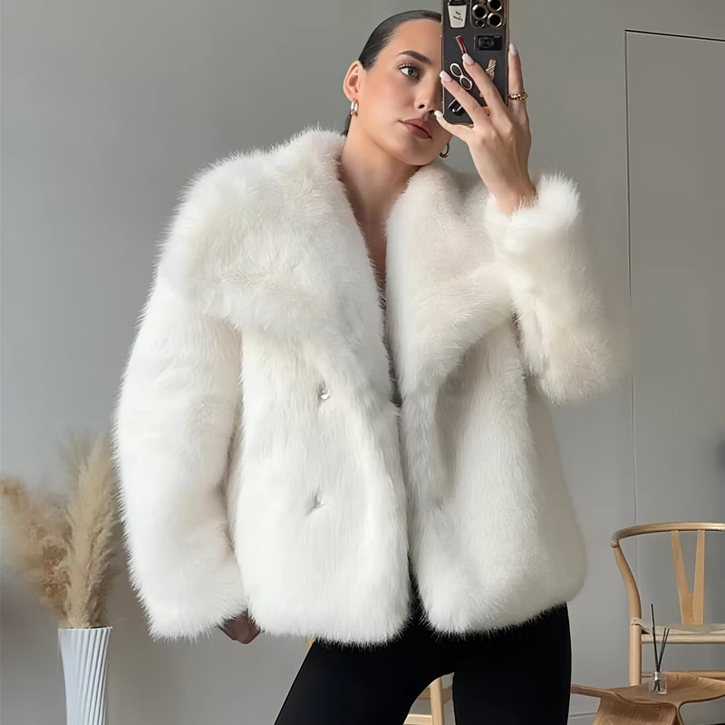 MUJER Faux Fur Hairy Coat Woman Warm Winter Fluffy Coat Women New Plush Jackets for Women Outerwears Luxury Women's Teddy Coats - 3