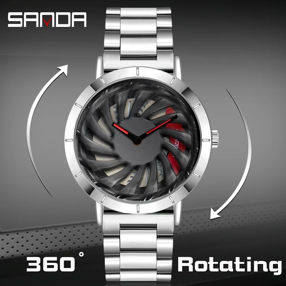 SANDA Luxury Top-Brand Men Watches Military Quartz watch Wheel Series Dial Fashion Waterproof Watch Relogio Masculino 1056