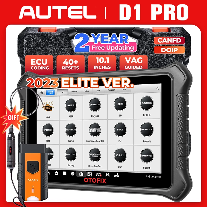 OTOFIX D1 Lite 2026 Bidirectional Scan Tool, 2 Years Free Update, 38 Services, All System Diagnostic Scanner, Active Tests, AutoAuth FCA SGW, AutoVIN, CAN FD & DoIP, 99% Car Coverage