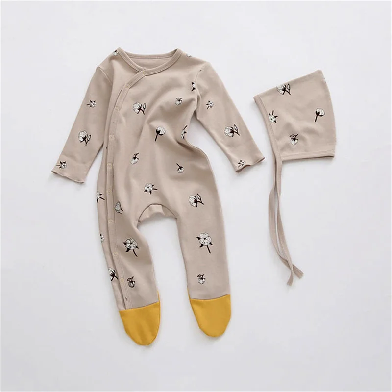 Fashion Baby Romper With Hats Long Sleeve Cotton Baby Girl Jumpsuits Newborn Boy Clothes baby clothes baby sleepsuit bear hooded jumpsuit lamb hair jumpsuit western style jumpsuit