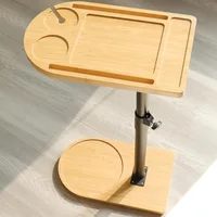 Adjustable 360° Rotatable Couch Tray Table with Phone Tablet Slots Versatile Side Table Snack Holder Easy to Assemble 2