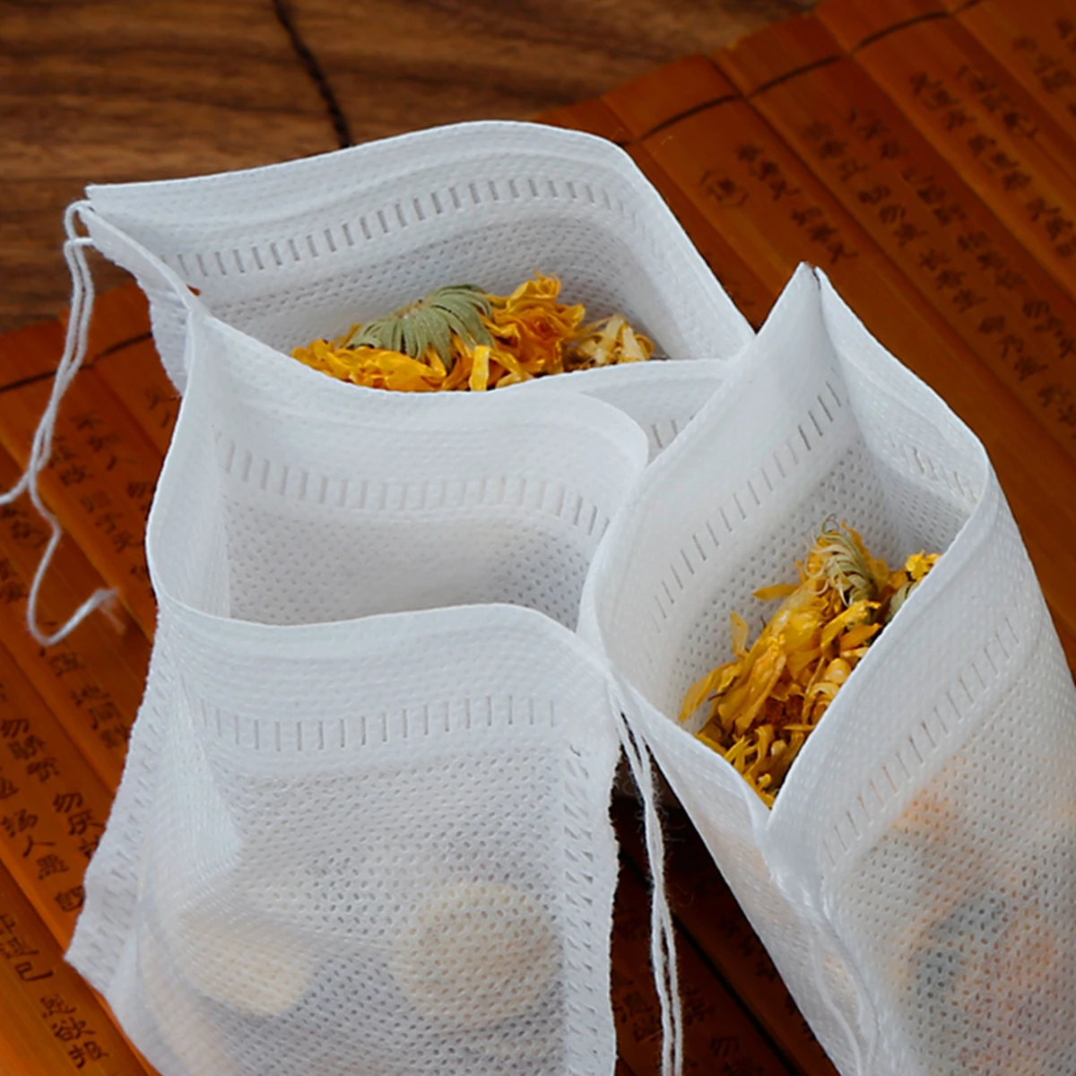 Disposable Tea Bags 100Pcs Food Grade Non-woven Fabric Empty Filter for Tea Infuser with String Heal Seal disposable tea bags