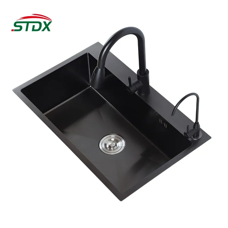 Black Kitchen sinks Nano Stainless Steel Wash Manual Single kitchen Sink vegetable washing basin sinks kitchen