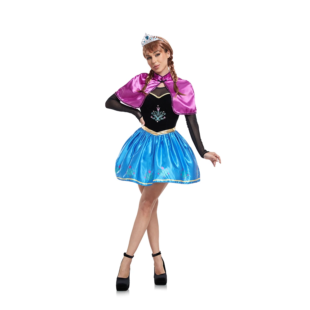 

Adlut Sexy Fairy Tale Anna Princess Costume Women Fantasia Snow Queen Cosplay Costume For Halloween Party Dress