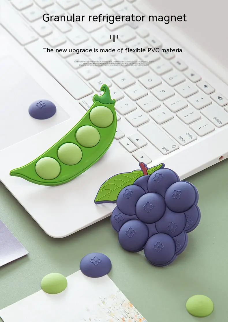 Description Picture 2 of itemCute Creative Grape Peas Fridge Magnet Acrylic Suction Refrigerator Stickers  3D Cute Fruit Particles Sticker Home Decoration