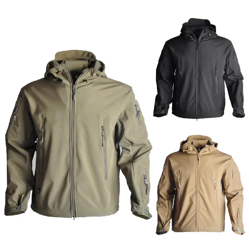 

Men's Army Combat Jacket Military Shark Skin Soft Shell Jacket Men's Tactical Windproof Waterproof Jacket Hooded Bomber Jacket