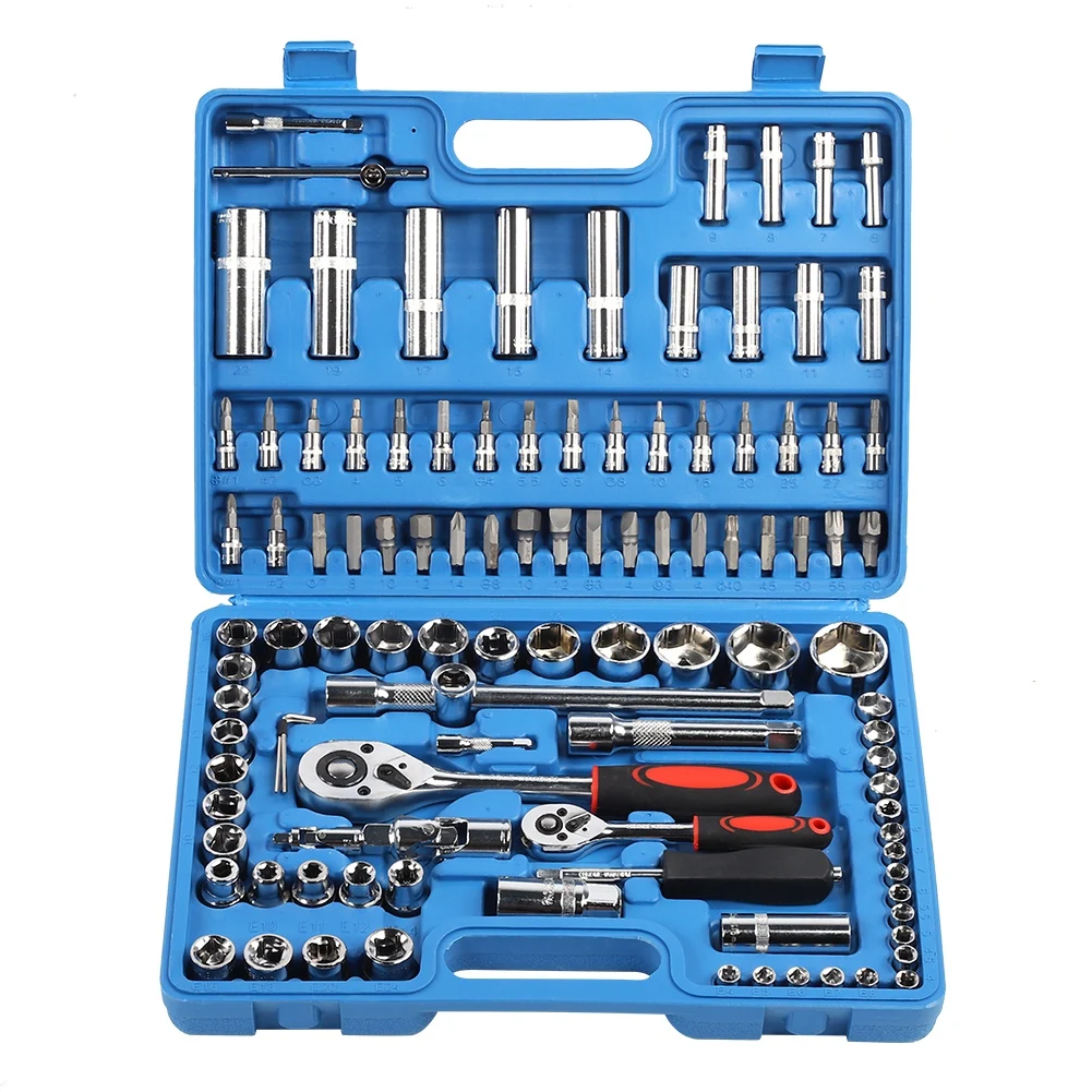 108pcs ratchet wrench set 1 4in 1 2in cr40 steel socket set tool case