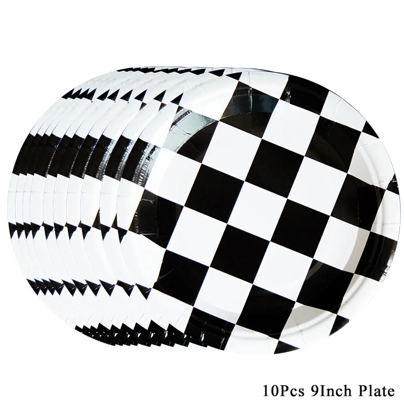 Checkered Tableware Racing Car Dessert Plates Napkins Race Sports Themed Table Decor Cotton Napkins Polyester Napkins Satin Napkins Disposable Paper Napkins Paper Napkins Linen Napkins For Race Car Birthday