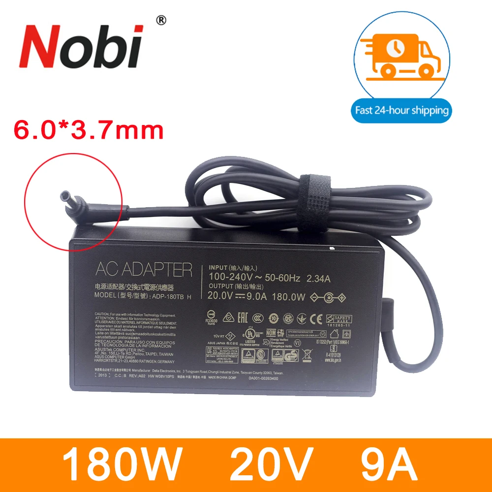 

Nobi 20V 9.0A 180W 6.0X3.7mm ADP-180TB H Laptop AC Adapter Power Charger For Asus ROG Zephyrus G14 GA401IV GA502 GA502D GA502DU