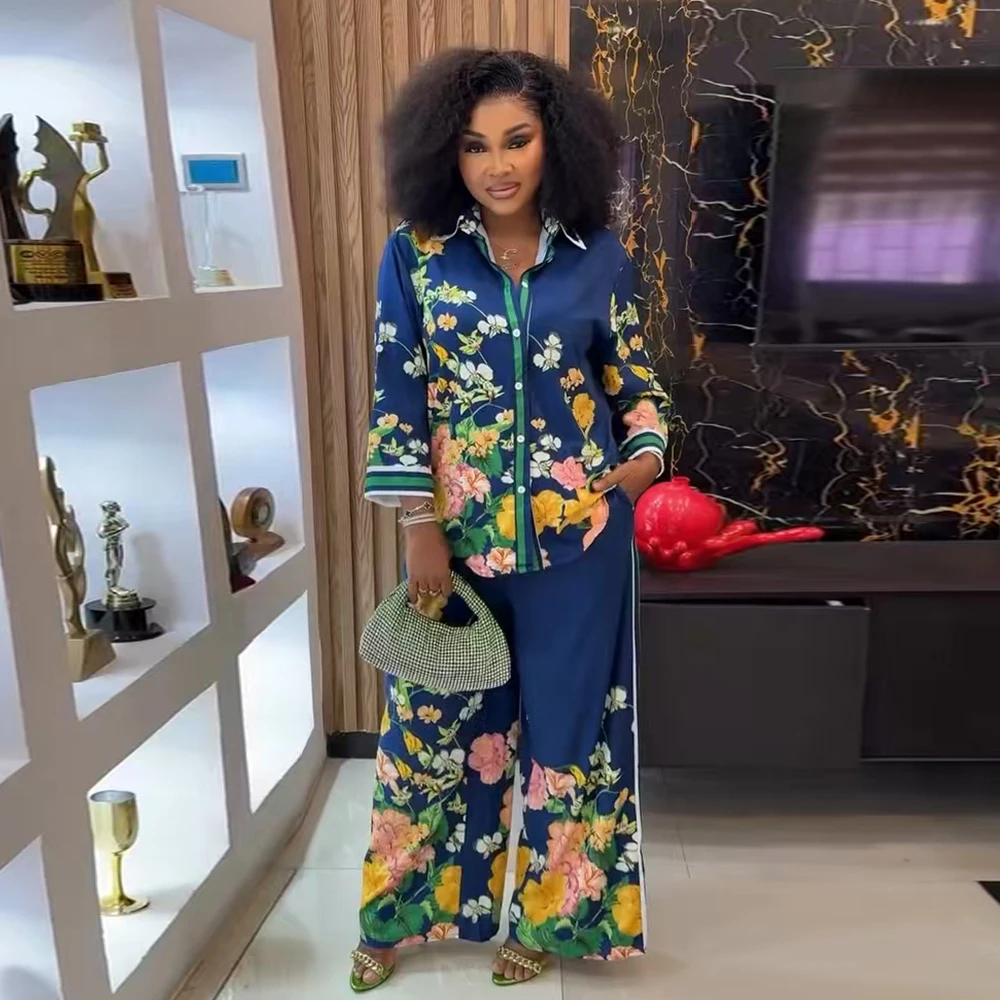 Casual Women Floral Print Turn-down Collar Vintage Shirt Female