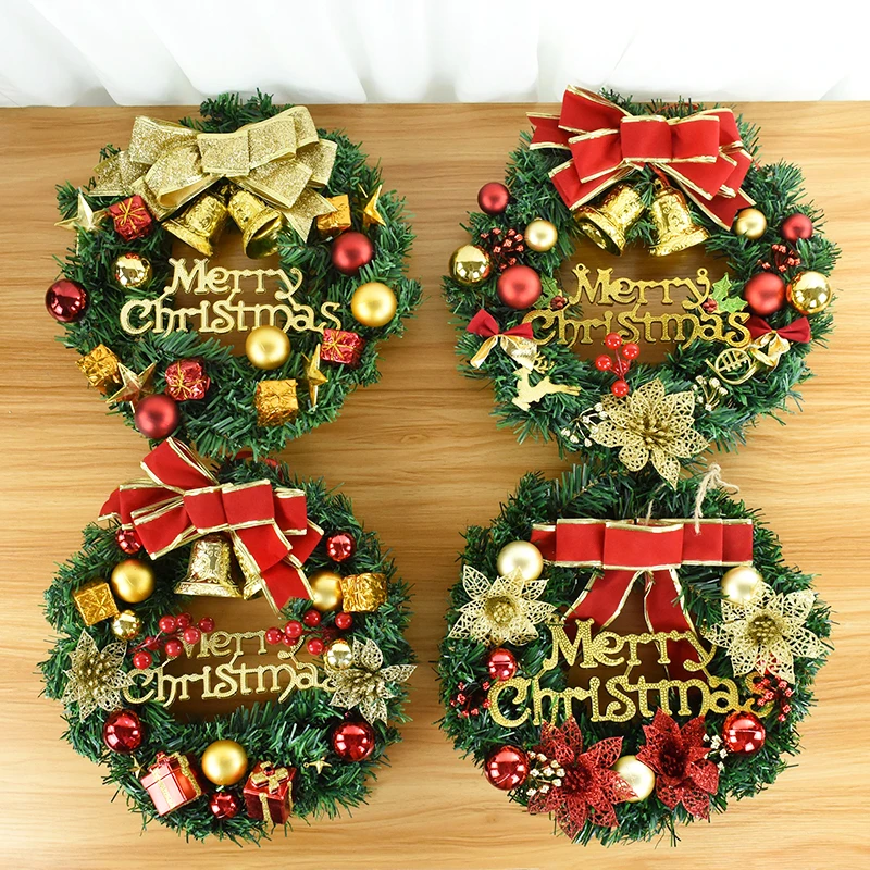 

30cm Christmas Wreath Front Door Window Hanging Garland Ornaments Merry Christmas Home Party Decor New Year Navidad 2024