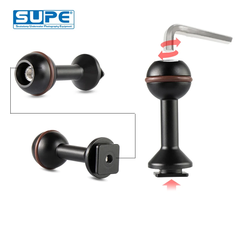 ScubaLamp Diving Shell Cold Hot Shoe Adapter Ball Adaptor Mount Base Connector Gopro Tg6 5 Camera Housing Underwater Photography