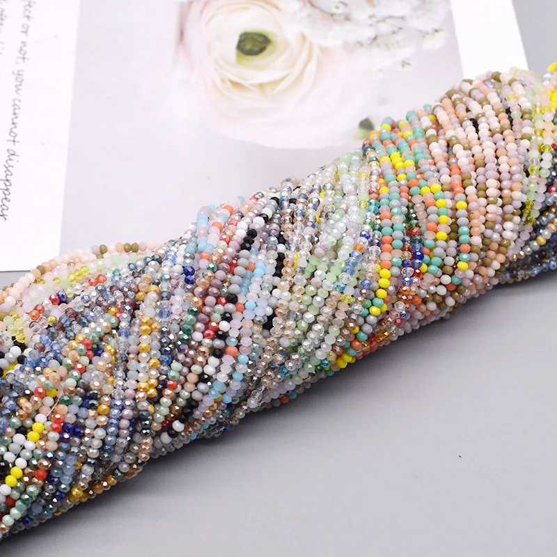 New Mixed AB color 2mm Czech crystal Glass Beads Rondelle Faceted Crystal Beads Needlework Loose Spacer Beads for Jewelry Making