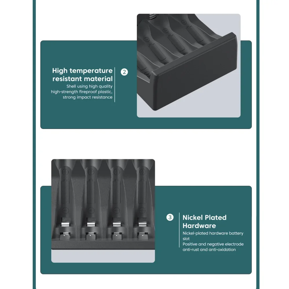 USB C AA AAA Battery Charger with LED Indicator