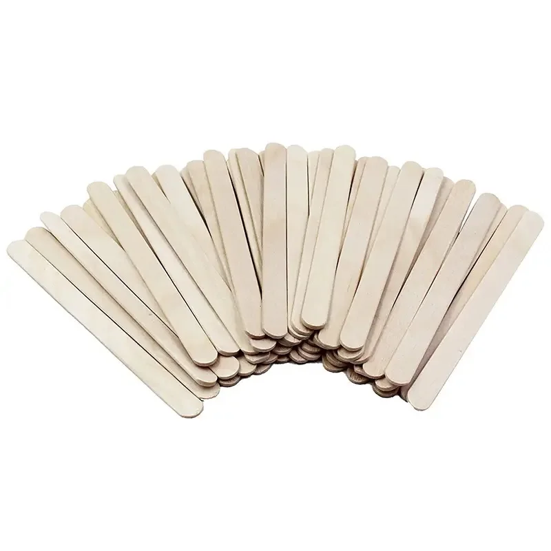 Ice Cream Sticks 50pcs Natural Wooden Ice Cream Popsicle Sticks Wood Stick Ice Cream Spoon Hand Art Cube Lollipop Cake Tools 93mm