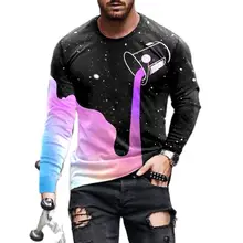 

European And American Popular Men's Leisure Sports 3D Digital Printing T-shirt Street Trend Loose Long Sleeve T-shirt 5XL Tops