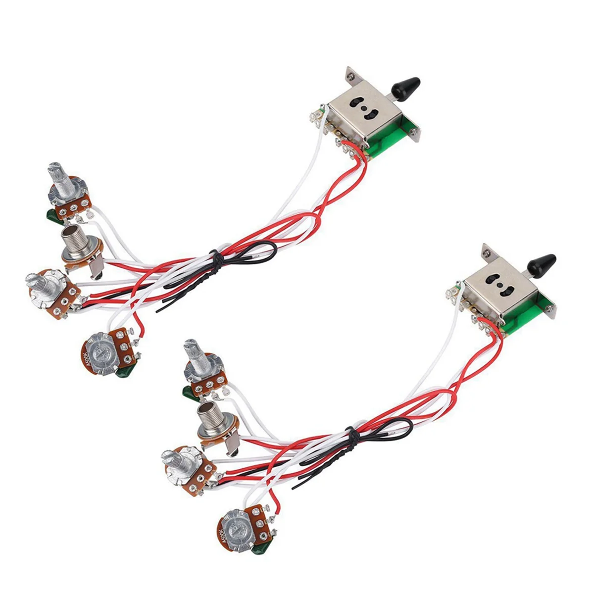 

2X кастрюли для гитары Strat, Предварительно Проводные, 1 громкость, 2 тона, 5-ходовой переключатель, 3-500K кастрюля