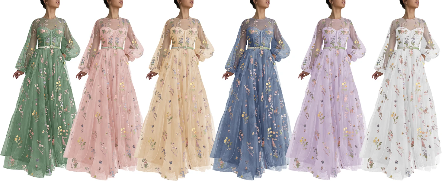 vestido de flores de tul