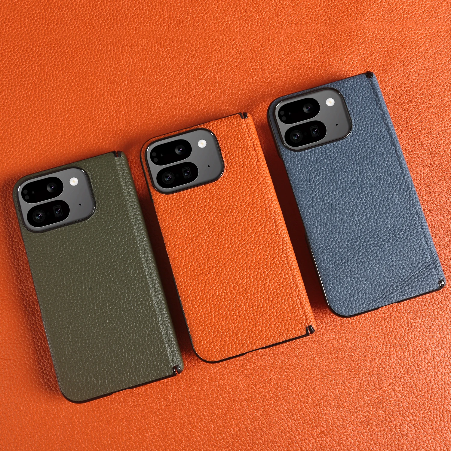 Premium Genuine Leather Protective Case for Foldable Smartphone - Back Cover Edition