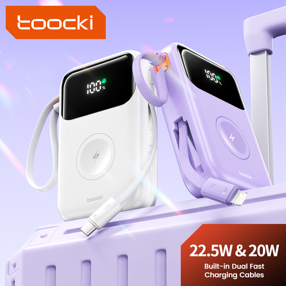 Toocki PowerBank 10000mAh Portable PD 22.5W Fast Charge Power Bank for iPhone 16 15 14 13 12 Apple Watch Mobile External Battery