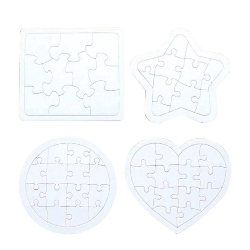 

4Pcs Sublimation Blanks Puzzles Jigsaw Puzzle DIY Puzzles Transfer Crafts Square Star Circle Heart Puzzle Transfer