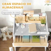 Aiyaplay Ensemble bureau et chaises pour enfants +3 ans avec tiroir amovible et compartiment gris et blanc 5