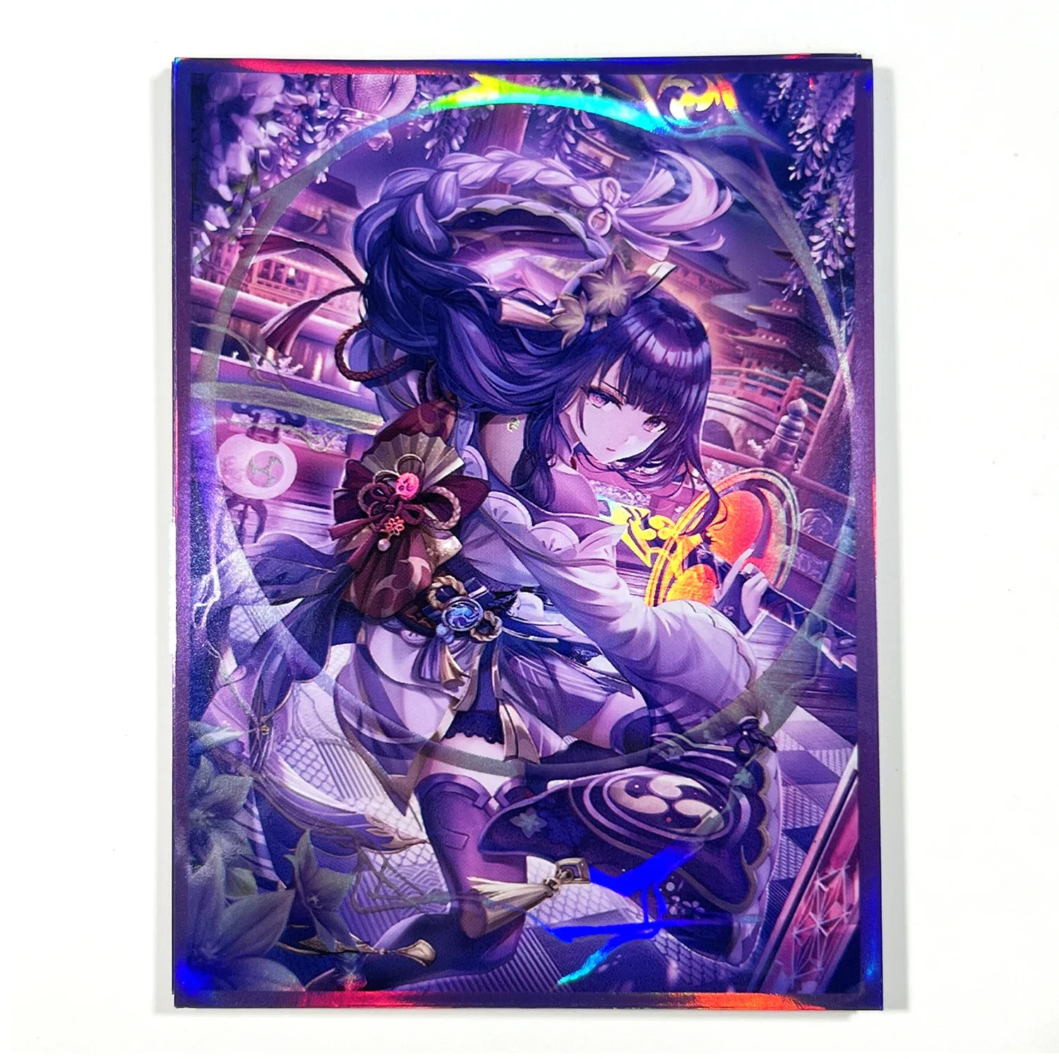 60ct Holographic Art Raiden Shogun Rainbow Foil Card Sleeve