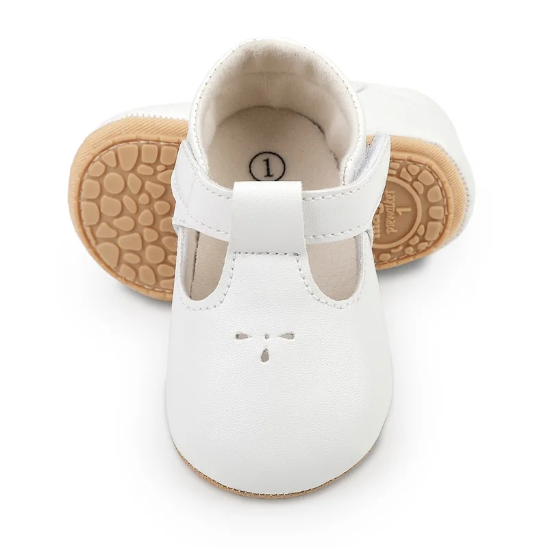 Tregren 0-18M Newborn Baby Girl Princess Shoes Infant Non-slip Flat PU Rubber Crib Shoes First Walkers