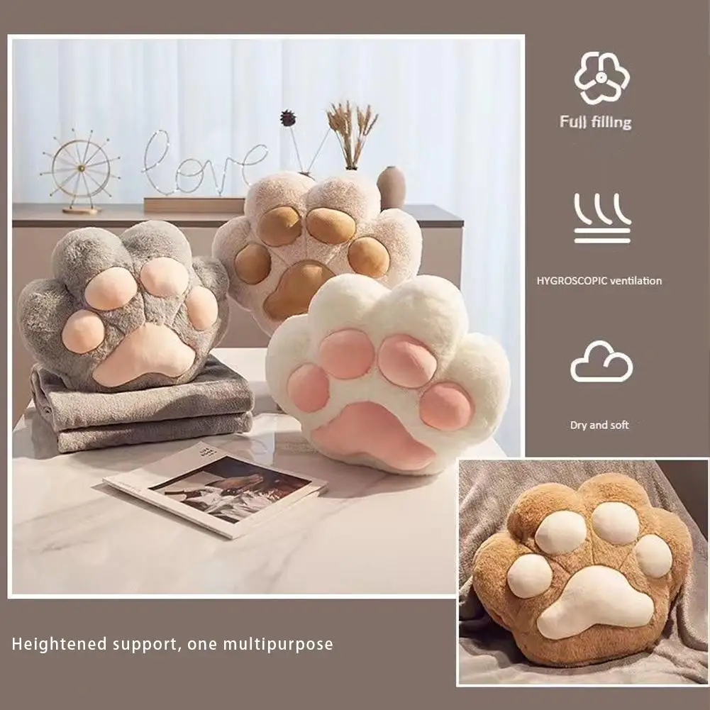 

Blanket Nap Cat Paw Cute Soft Dual-Purpose Office Goods Air Blanket Conditioning Cushion Pillow Hand Warmer G8P5