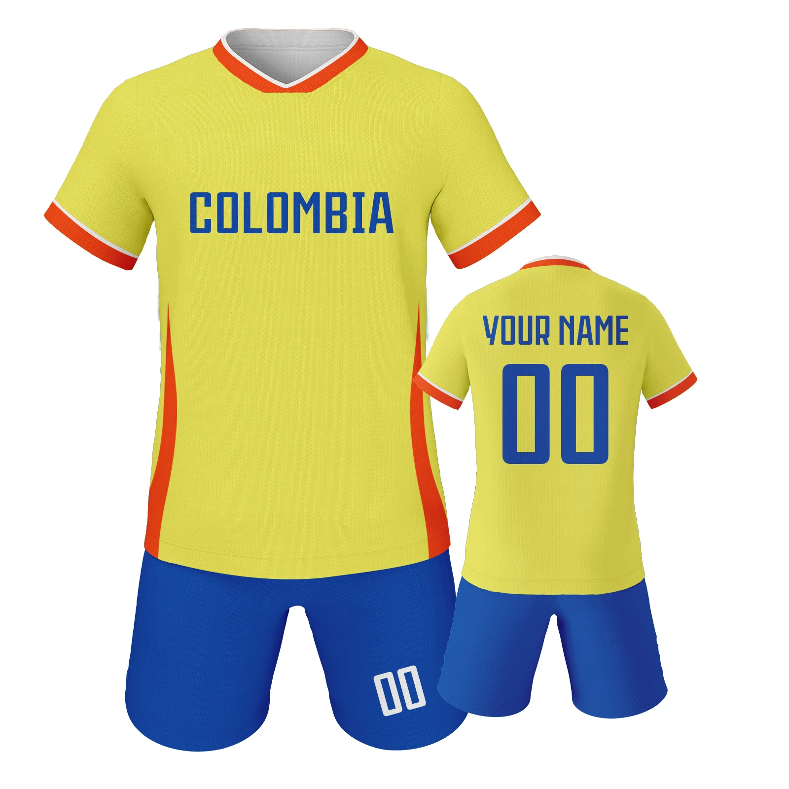 Kids Football Jersey Custom Name Number Colombia Soccer Kit for Boys Girls