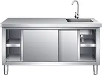 ตู้ครัวสแตนเลสจากโรงงานโดยตรง ตู้เก็บของในครัวเชิงพาณิชย์ พร้อมอ่างล้างจาน สำหรับร้านอาหารและกลางแจ้ง 3