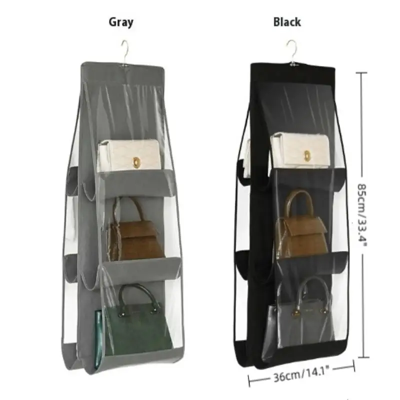 Hanging Handbag Organizer Wardrobe Closet Transparent Storage Bag Door Wall Clear Sundry Shoe Bag Hanger Pouch Accessories