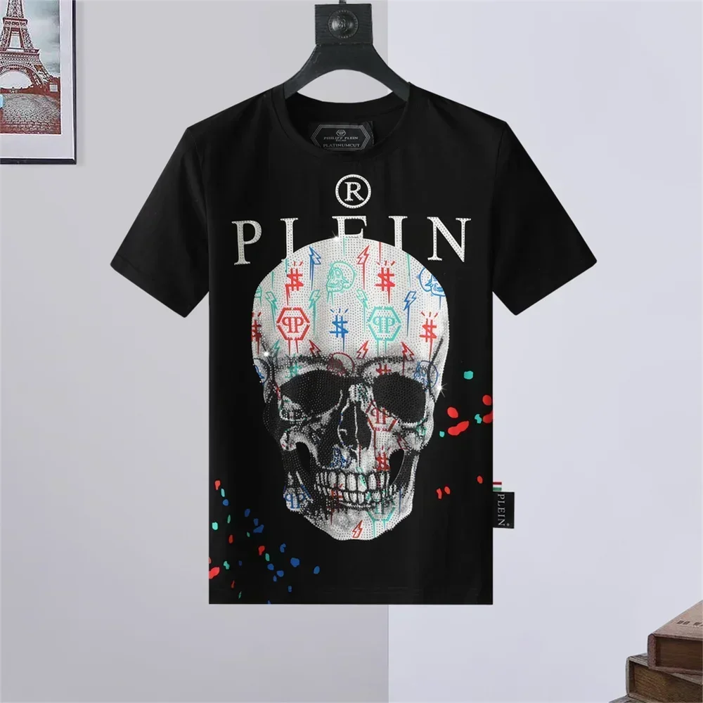 

2023 New Plein Brand Men's Jersey T-Shirt Crew Neck Top Hip Hop Stretch Sportswear Pure 3XL Anime Tshirt Vintage Clothes