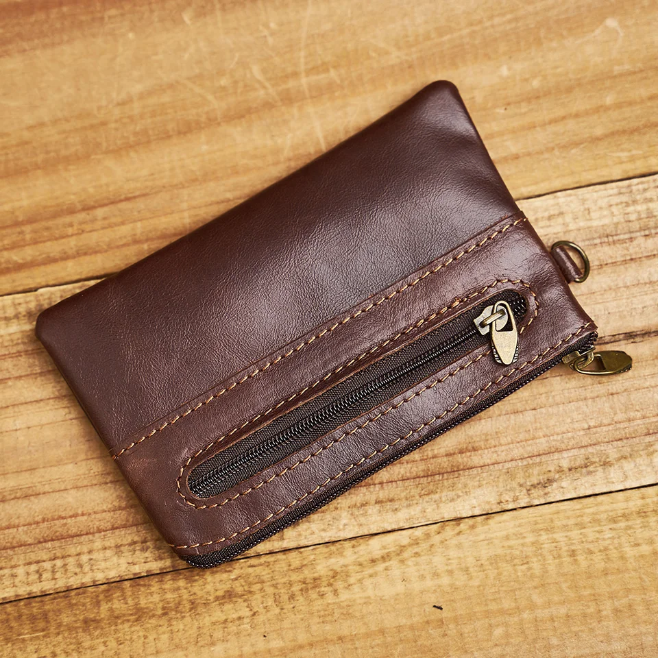 ZRCX Echtem Leder Geldbörse für Männer Frauen Mini Zipper Brieftasche Kleine Geld Tasche Tasche Weibliche Geld Brieftaschen Männer Karte halter – Detail 4