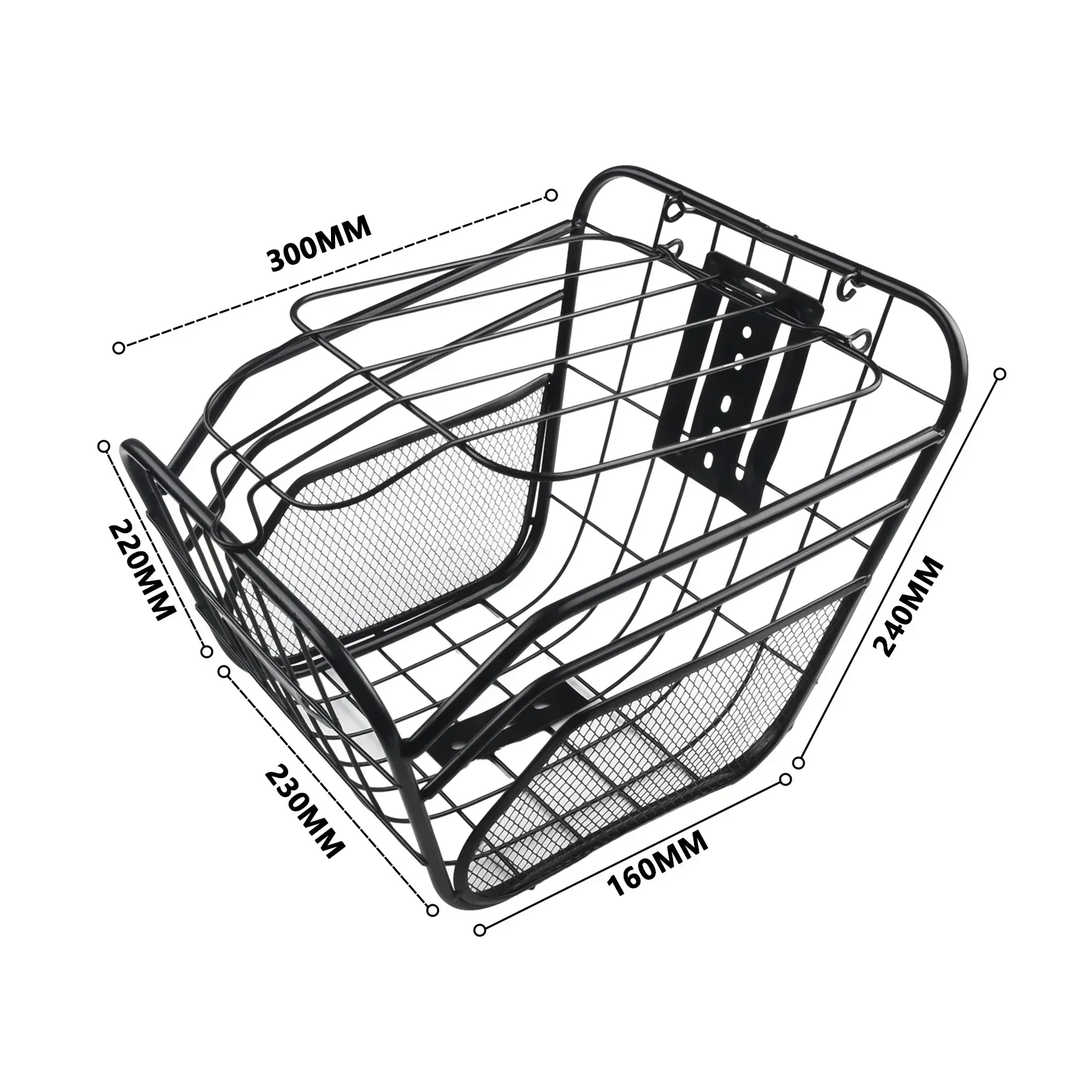 Alomejor Bike Basket met Zwarte Voeringtas Waterbestendige Metalen