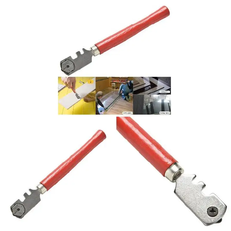 6 Wheels Glass Cutter Tipped Glass Tile Ferule Tip Cutters Hand Craft Cutting Tool 130mm Practical Tile cut