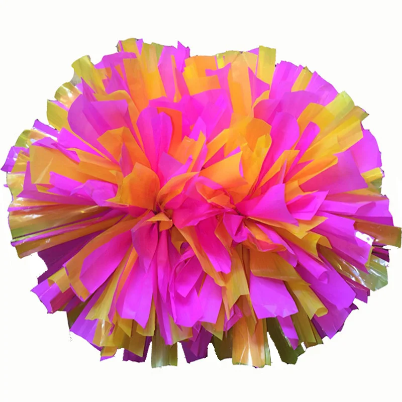 2Pcs Black Cheerleading Pompoms with Baton Handle 38cm Dance Game Sport Victory Supplies Color Free Combination cheerleading pom poms