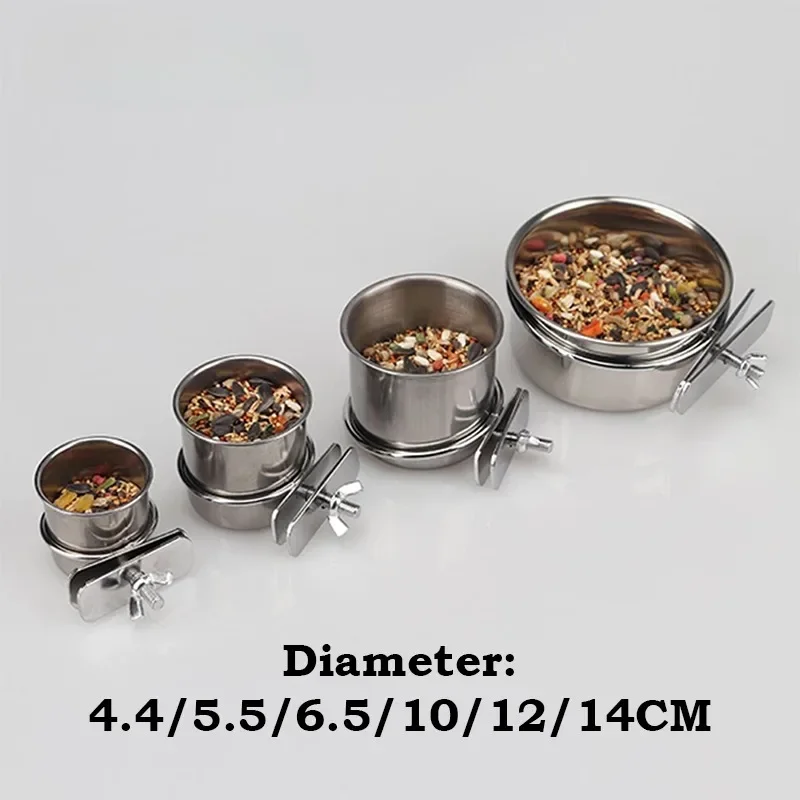 Birds Hanging Cage Bowl Stainless Steel Pet Birds Dish Cup Anti-turnover Feeding Food Drinking Feeder Parakeet Lovebird 1PCS parrot feeder,bird feeder