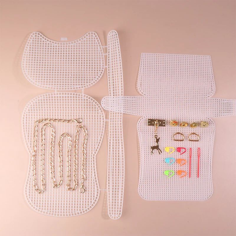DIY Materials Kit Knitting Crochet Bags Kit Mesh Plastic Frame Sheet for DIY Making Bag Auxiliary Weaving Shoulder Bag Accessory