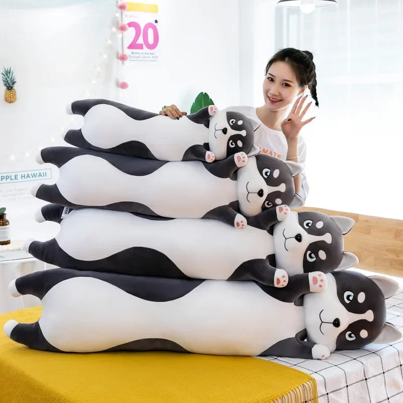 Cute Long Strip Husky Body Pillow Cartoon Husky Plush Throw Pillow Sofa Bedroom Back Cushion Home Decoration Creative Gifts